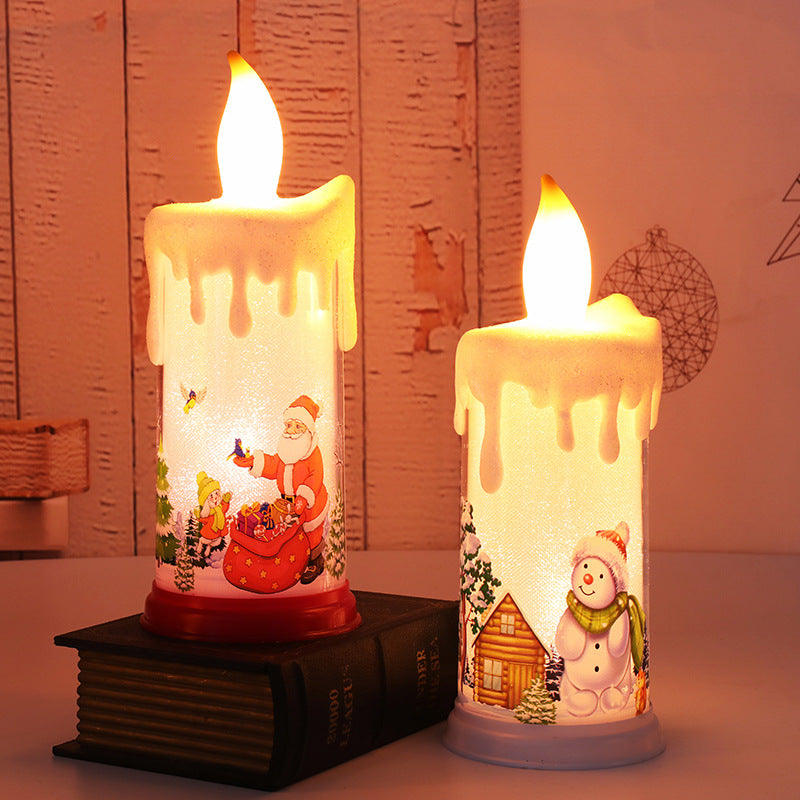 Bougies LED de Noël, 2 bougies de Noël LED, bougies sans flamme, Père Noël,  bonhomme de neige, pour décoration de Noël en intérieur