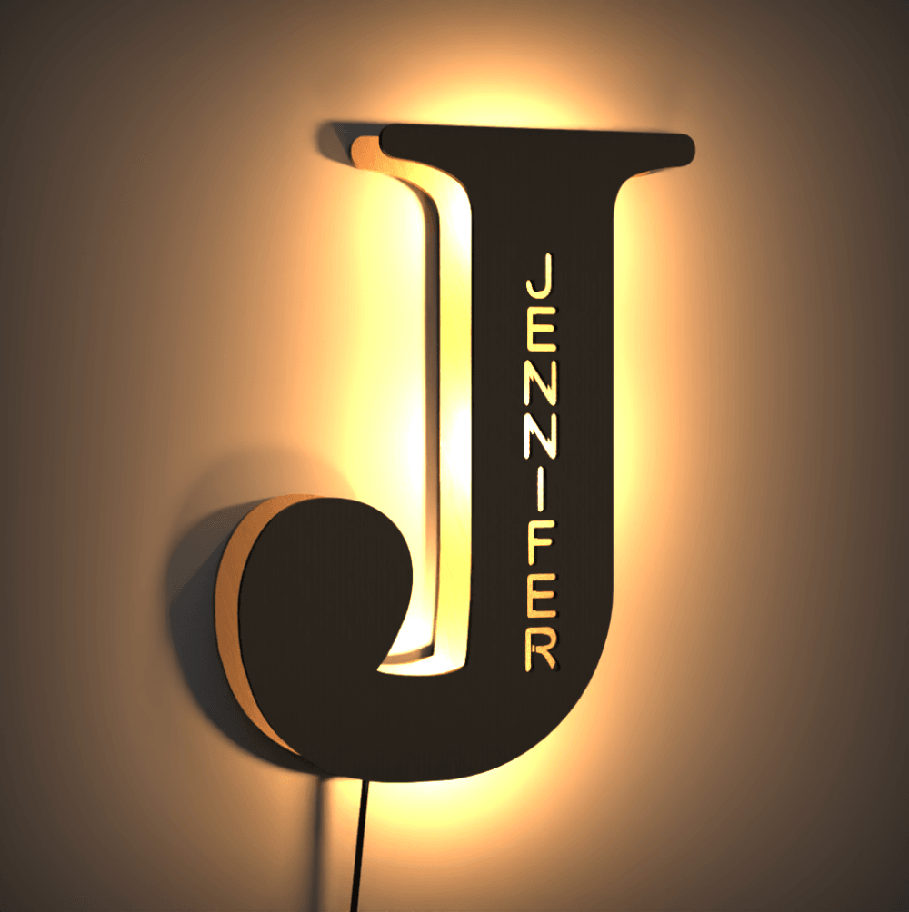 Personnalisé Lettre LED Lumières Nom Gravé Wall Lampe murale 26 Alphabet Up Lettres Signe de nuit Articles Décor