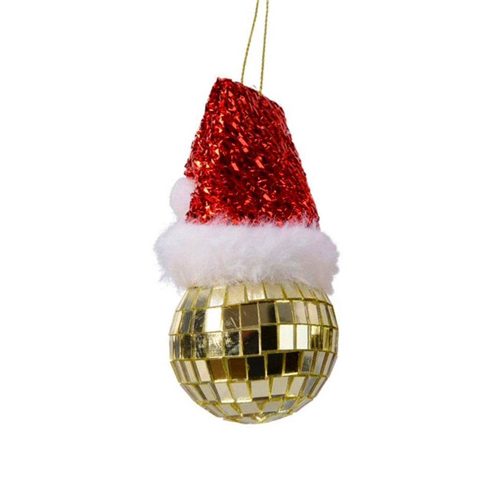 Mosaïque Miroir Tuiles Miroir Boule Disco Décoration D'arbre De Noël Avec Bonnet De Noel Rouge