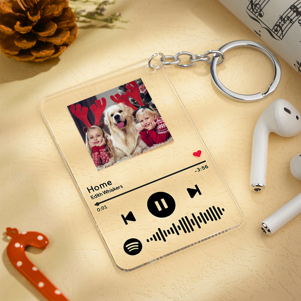 Spotify Glass - Cadeau de Noël Porte-clés personnalisé Spotify Code Music Plaque (5.4cm*8.6cm)