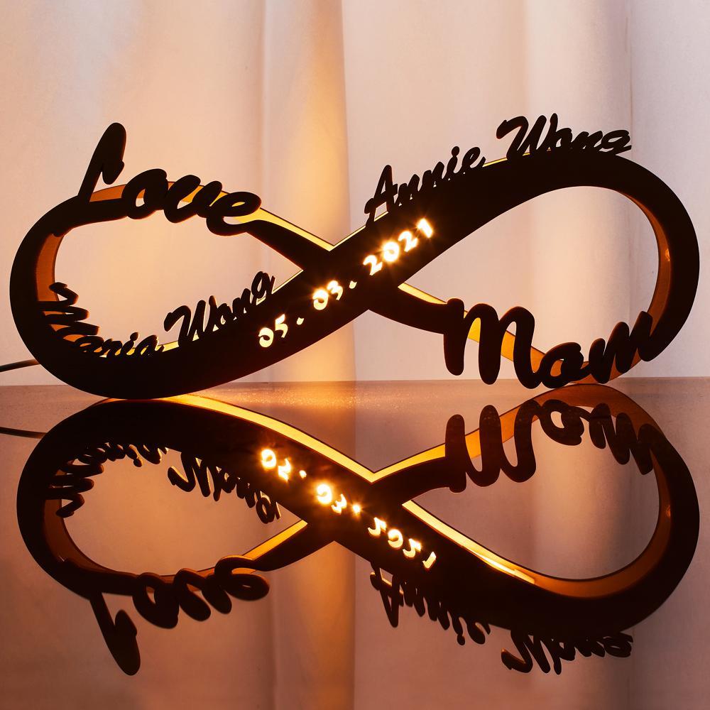 Lampes de table de nuit - Lampe LED personnalisées - Amour - Couples - Amis  - Familles - 2022 - Bureau - Anniversaire - Bois - Photo (AMOR INFINITO) :  : Cuisine et maison