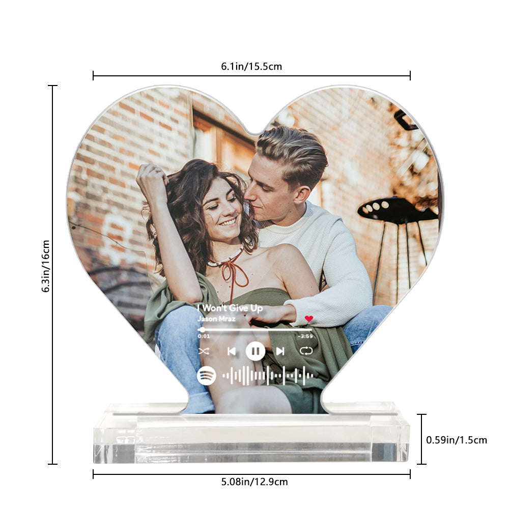 Plaque Acrylique De Code De Musique De Photo Faite Sur Commande Cadeau De Plaque Acrylique En Forme De Coeur Pour Des Couples