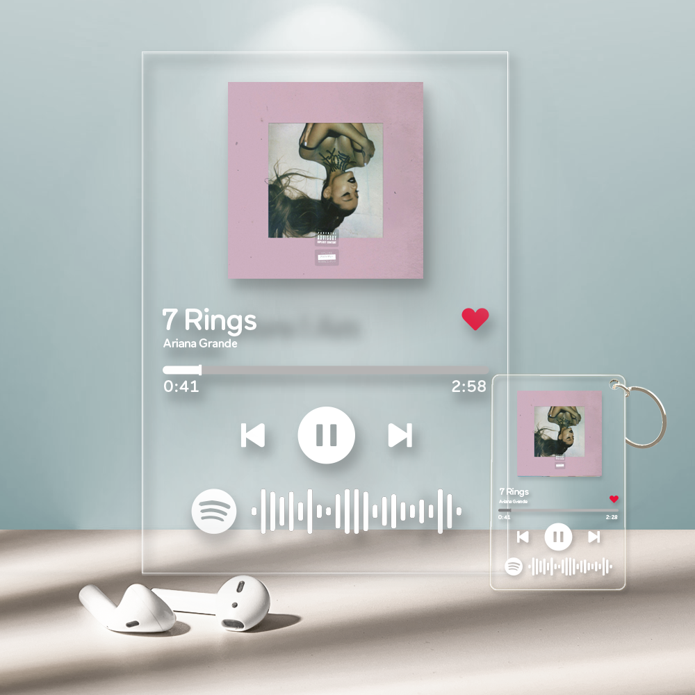 Spotify Glass - Plaque de musique Spotify Code personnalisée (12cm x 16cm) avec un même porte-clés gratuit (5.4cm*8.6cm)