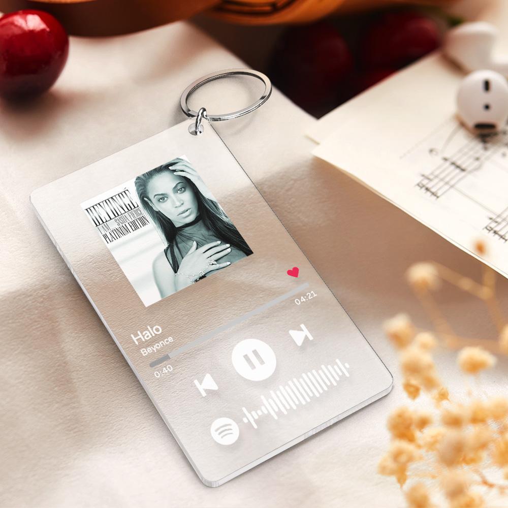 Spotify Glass - Cadeau de Noël Porte-clés personnalisé Spotify Code Music Plaque (5.4cm*8.6cm)