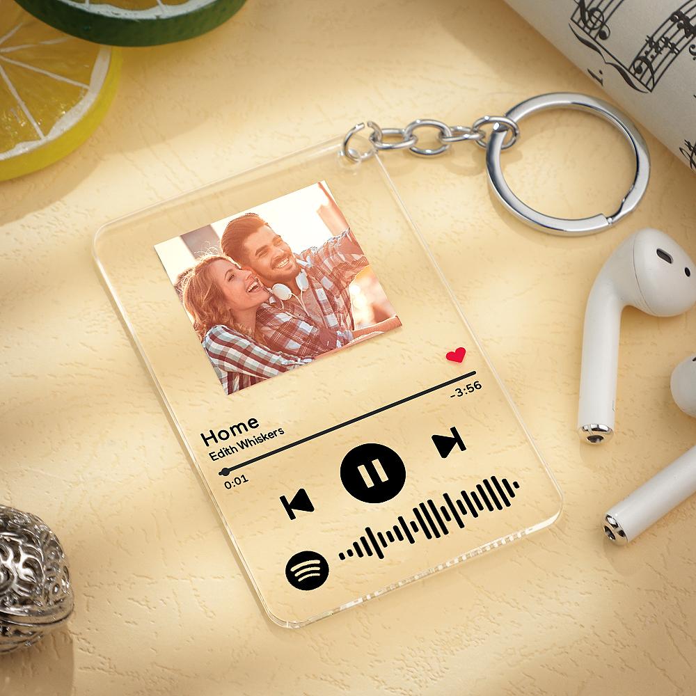 Spotify Glass - Porte-clés personnalisé avec plaque de musique Spotify Code (5.4cm*8.6cm)