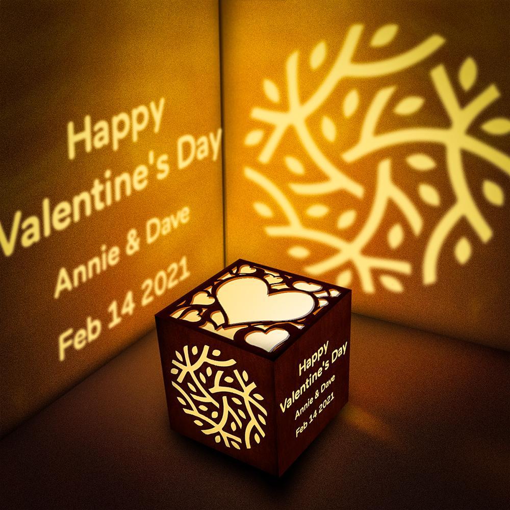 Cadeau de la Saint-Valentin Lumière de Projection de Boîte de Lanterne Gravée Personnalisée