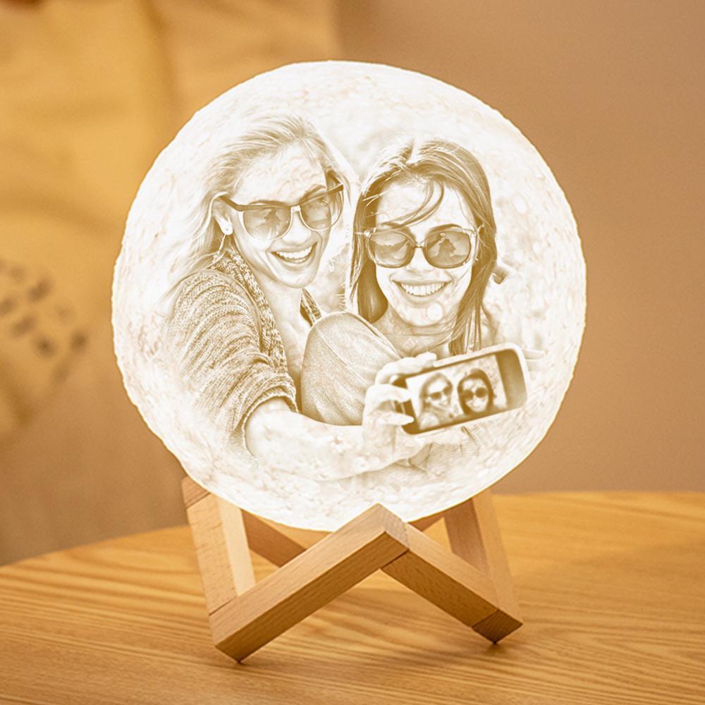 Lampe de Lune Photo & Gravée par Impression 3D Personnalisée - Pour Amis - Télécommande 16 couleurs(10cm-20cm)