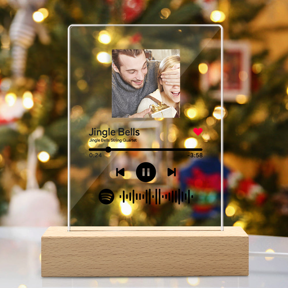 Spotify Glass -Cadeau de Noël Veilleuse à plaque de musique Spotify Code personnalisée (15cm x 19.5cm)