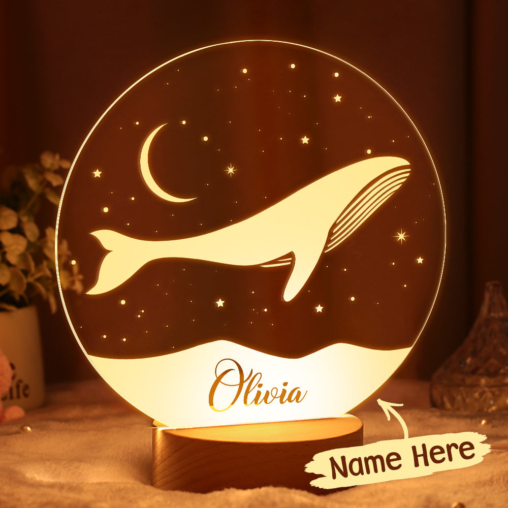 Lampe De Chambre D'enfant Baleine De Veilleuse Pour Enfant Avec Nom Personnalisé Multicolore