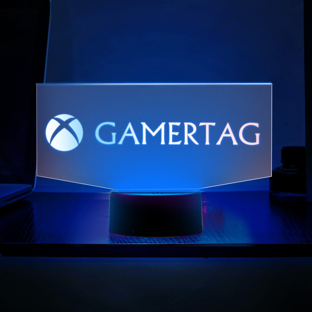 Veilleuse Xbox Personnalisée Gamertag Signe Double Base Led Rétro-éclairé Cadeau De Jeu Personnalisé