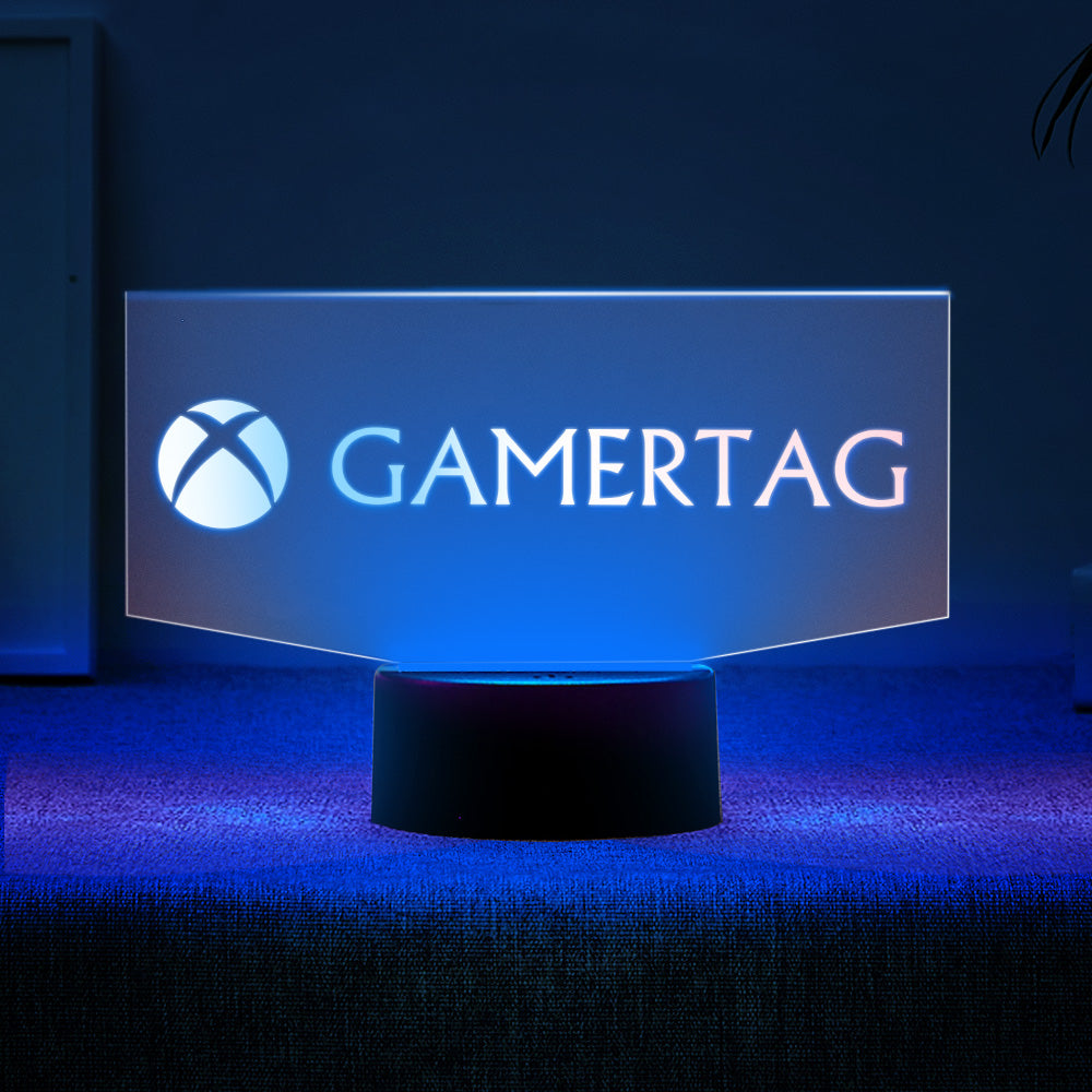 Veilleuse Xbox Personnalisée Gamertag Signe Double Base Led Rétro-éclairé Cadeau De Jeu Personnalisé