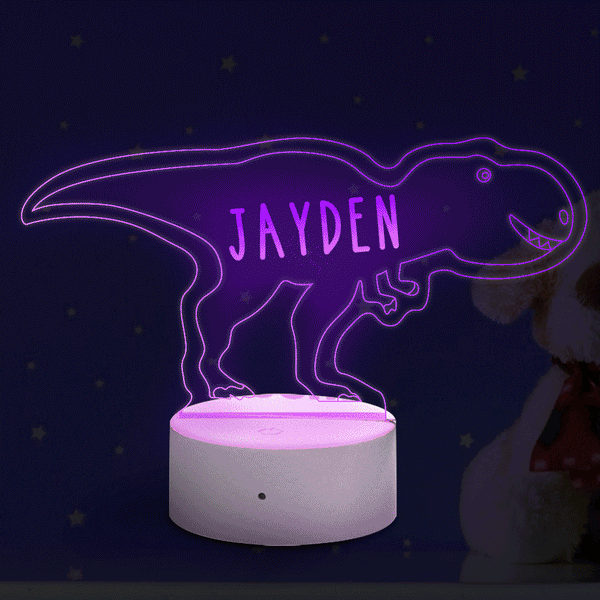 Lampe Personnalisée de Dinosaure Tyrannosaurus Rex Avec Veilleuse Personnalisée de Nom Décor de Chambre d'Enfants Veilleuse pour Enfants Multicolore