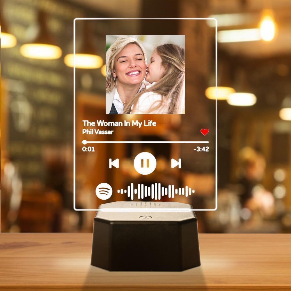 Plaque Lumineuse de Photo Personnalisée avec Musique de Spotify & Haut-Parleur Bluetooth Cadeau d'Anniversaire