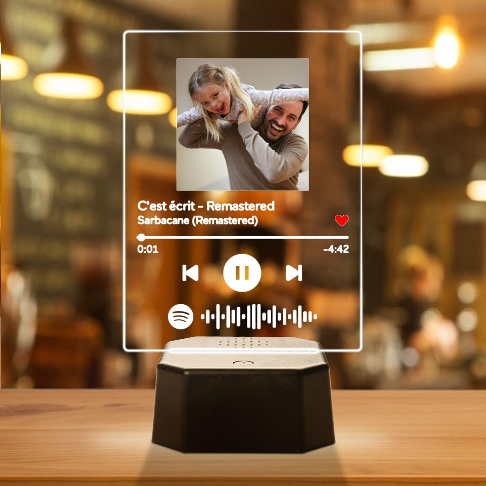 Plaque Lumineuse de Photo Personnalisée avec Musique de Spotify & Haut-Parleur Bluetooth Cadeau d'Anniversaire