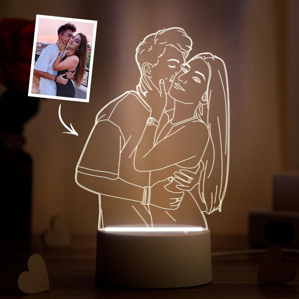 Lampe photo 3D personnalisée Portrait personnalisé Illusion Nuit Lumière  Cube Lumière Image Gravée Plaque Cadre Choses Rappelées Cadeau 21e