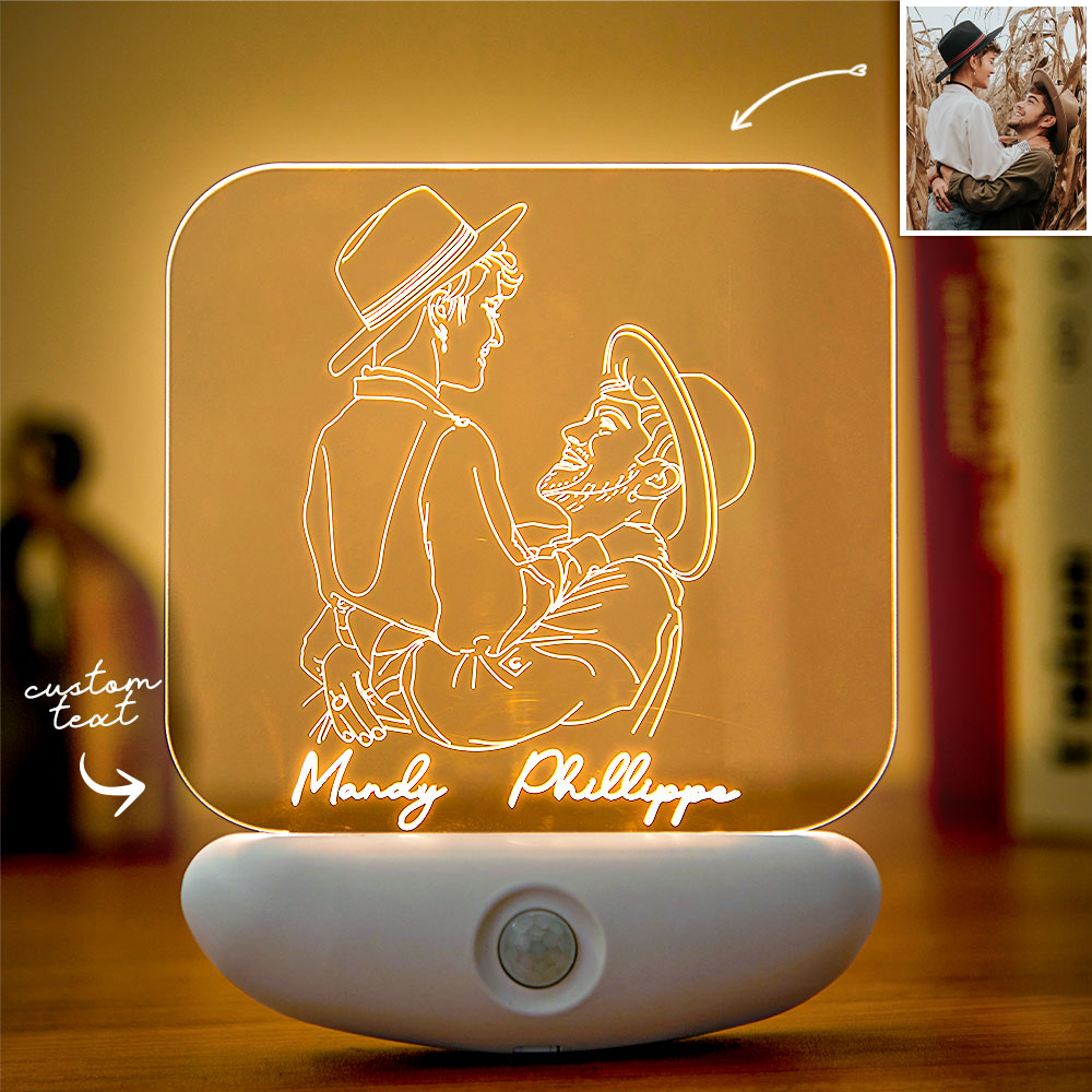 Lampe de capteur de photo 3D personnalisée Induction du corps humain Charge USB Veilleuse Chambre Couloir