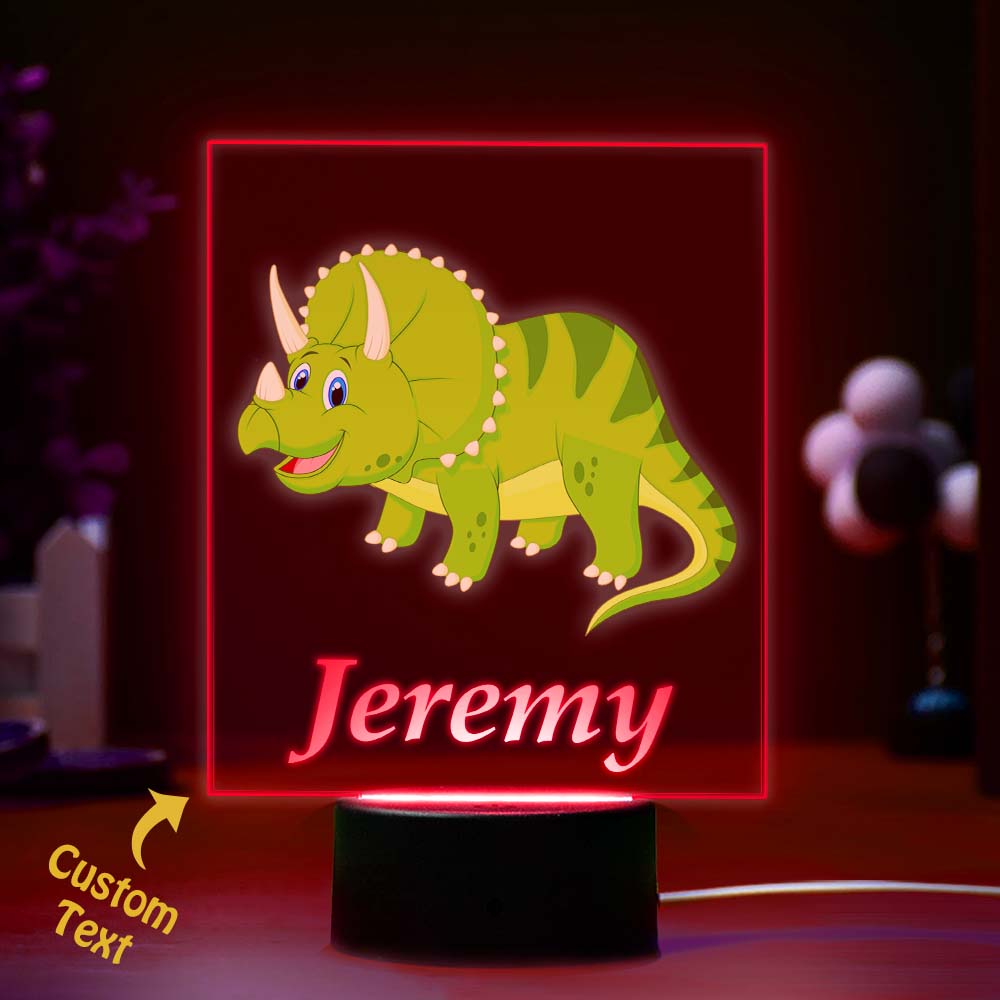 Personnalisé Dinosaure Led Veilleuse Lampe Télécommandée T-rex Veilleuse Multicolore Laser Gravé Garçons Cadeau D'anniversaire
