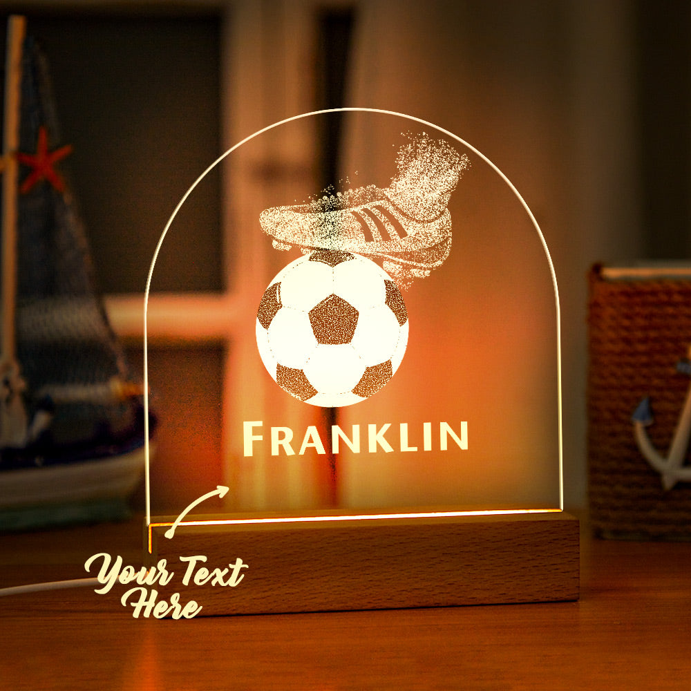 Cadeaux De Football De Conception De Football De Lumière De Nuit Acrylique De Nom Fait Sur Commande Pour Des Garçons, Cadeaux D'anniversaire Pour Des Enfants