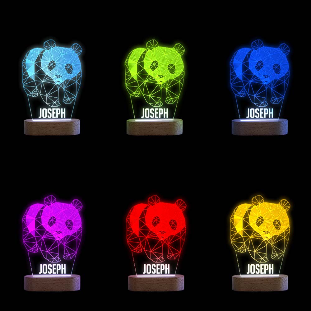 Nom Personnalisé Acrylique Veilleuse Lampe Personnalisée Panda Lampe De Bureau Cadeau Pour Enfants Adultes