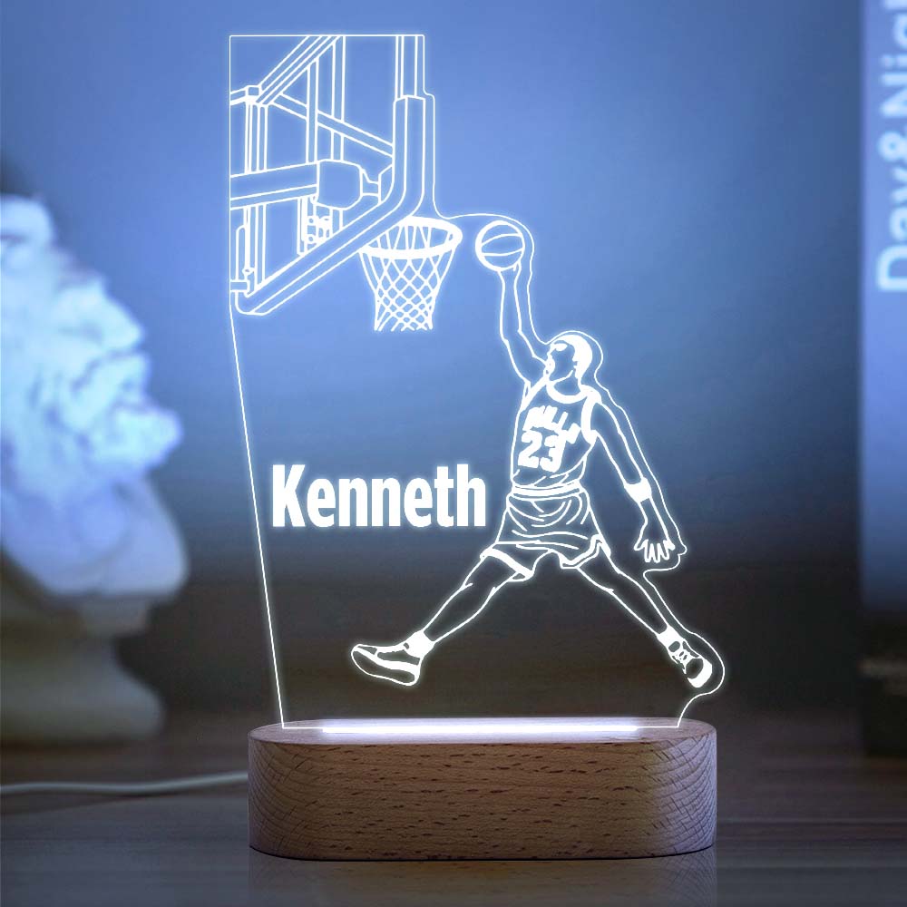 Nom Personnalisé Acrylique Veilleuse Personnalisé Lampe Basketball Lampe De Bureau Cadeau Pour Garçons Ou Adulte
