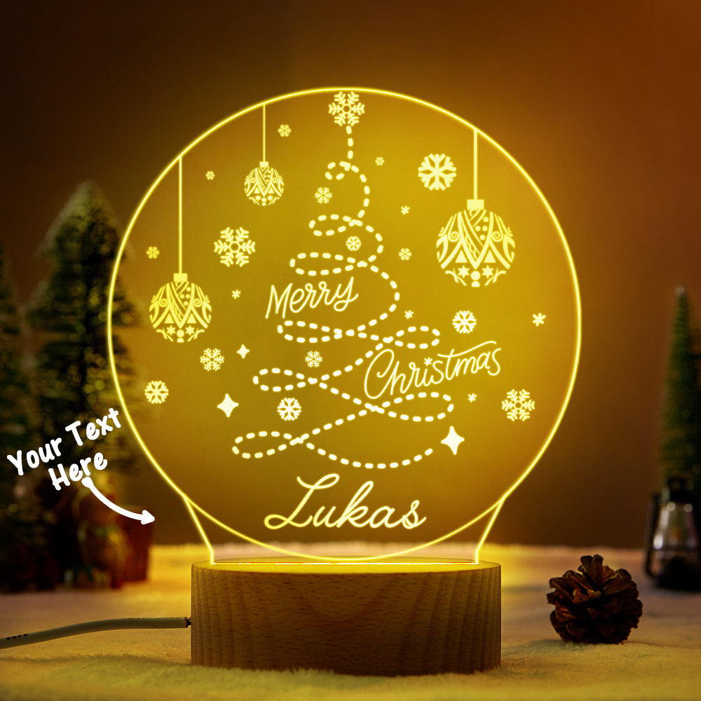 Lampe Menée Par Arbre De Noël Personnalisée Pour La Famille Avec Le Cadeau Nommé Pour Des Amis