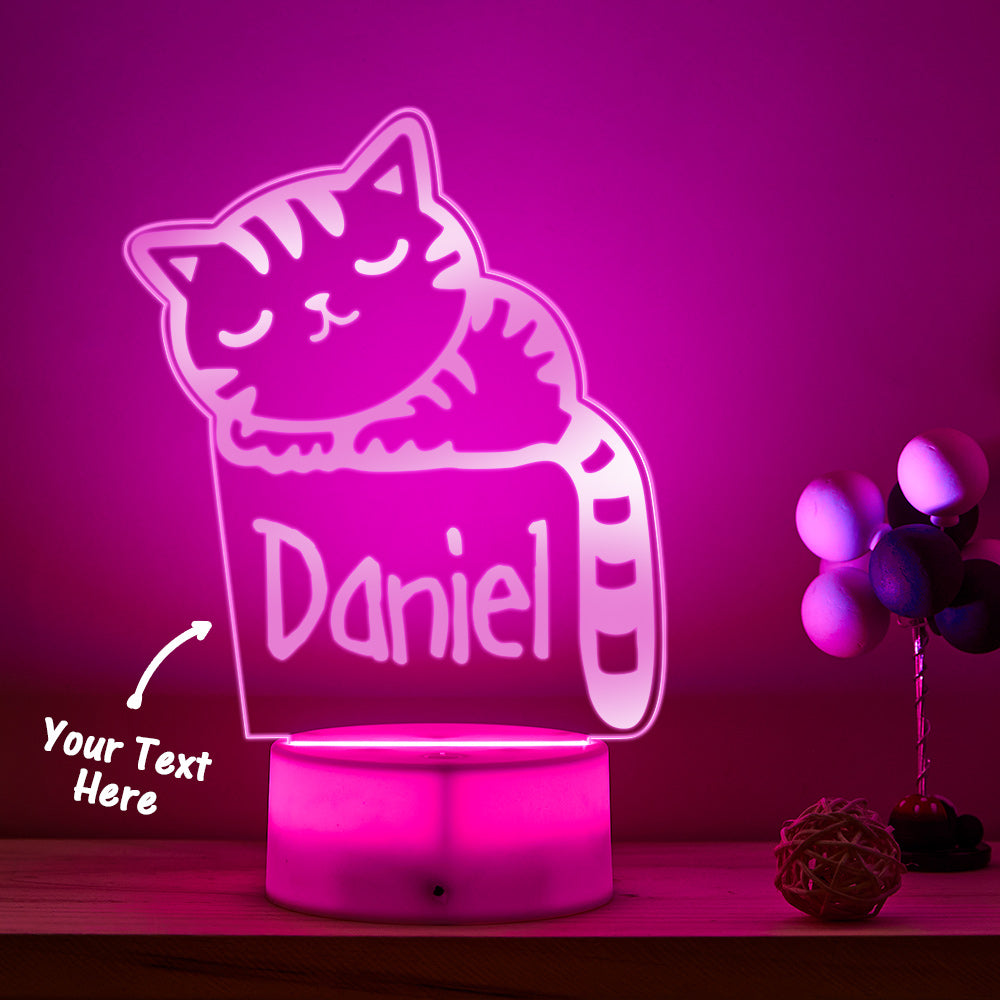 Sleeping Kitty Night Light Lampe De Nom Personnalisée Pour Enfants Pour Chambre De Bébé