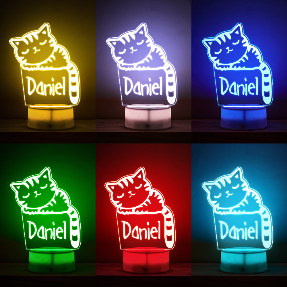 Sleeping Kitty Night Light Lampe De Nom Personnalisée Pour Enfants Pour Chambre De Bébé