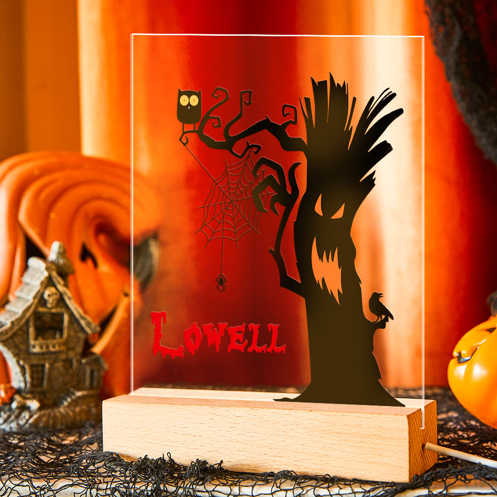 Veilleuse D'arbre Fantasmagorique D'halloween Avec Le Cadeau D'intérieur De Décoration D'halloween De Nom Fait Sur Commande