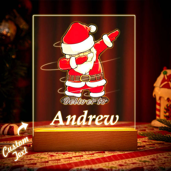 Père Noël De Lampe De Nom Mené Personnalisé Par Joyeux Noël Pour Le Cadeau D'enfants - lampelunephotofr