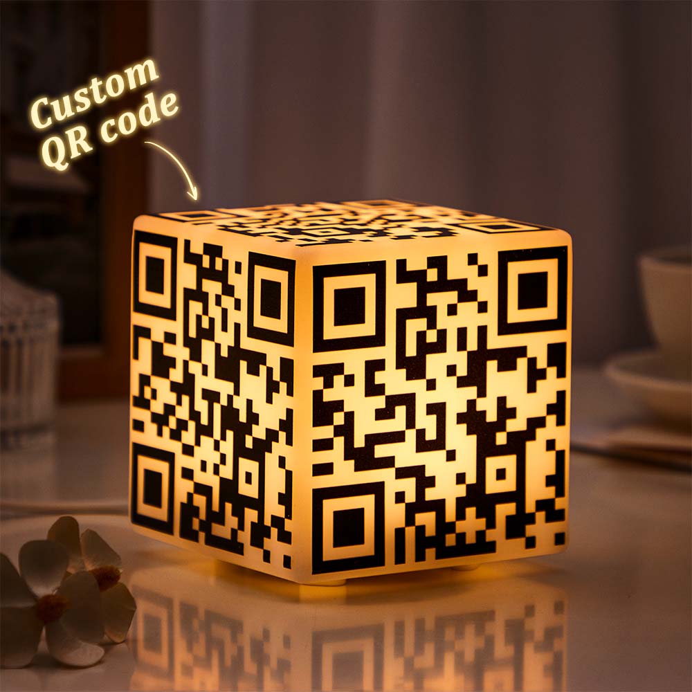 Scannable Qr Code Cube Veilleuse Avec Votre Photo Ou Texte Cadeau Personnalisé Pour Elle
