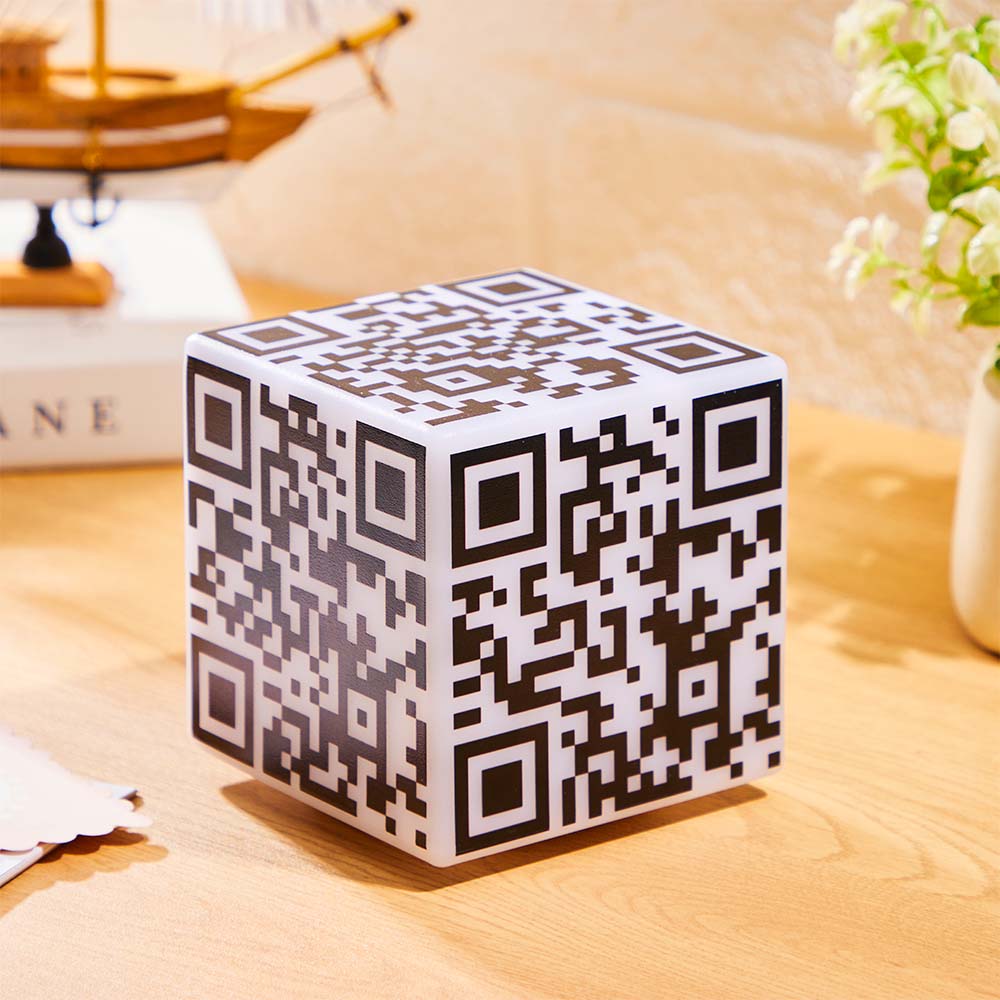 Scannable Qr Code Cube Veilleuse Avec Votre Photo Ou Texte Cadeau Personnalisé Pour Elle