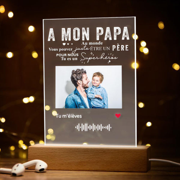 Plaque acrylique avec texte gravé en photo personnalisée Meilleur cadeau de papa pour papa