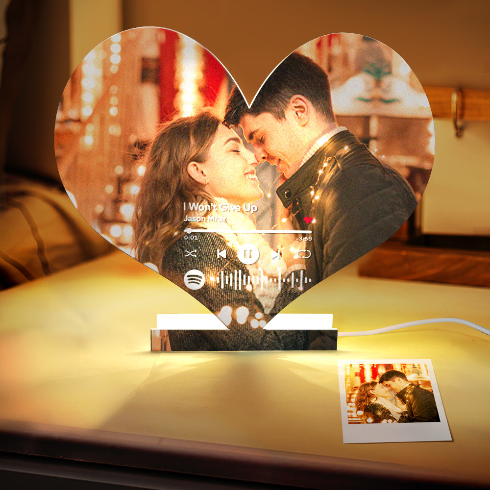 Cadeau Lumineux Personnalisé En Forme De Coeur Spotify Code Photo Pour Amoureux