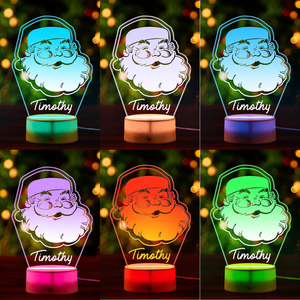 Cadeau Personnalisé De Lampe Acrylique Personnalisée De Veilleuse De Père Noël Gravée Par Coutume Pour Des Enfants