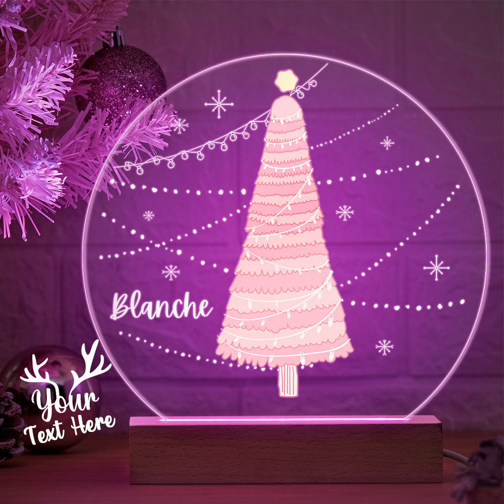 Nom personnalisé rose arbre de Noël lampe LED veilleuse lumière romantique pour les enfants