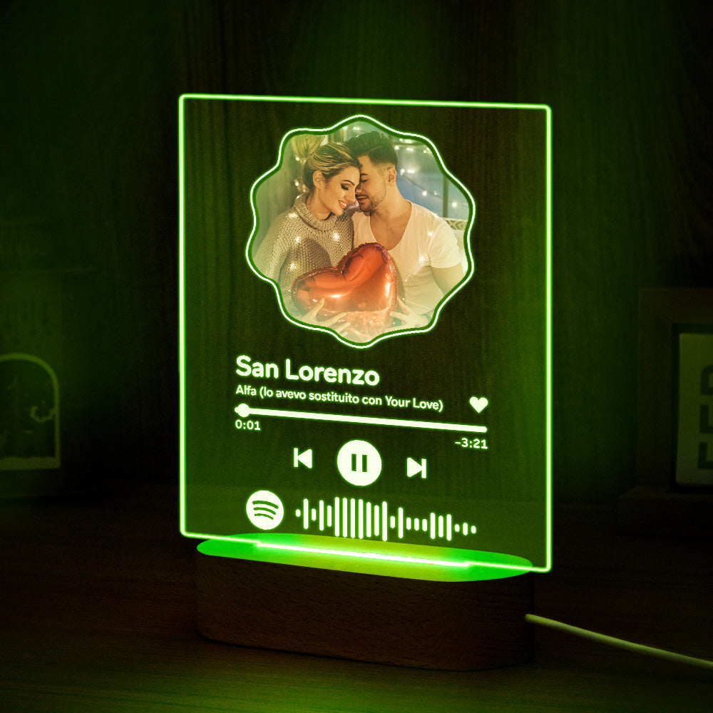 Custom Scannable Spotify Code Colorful Night Light Flower Photo Gifts Pour Les Couples