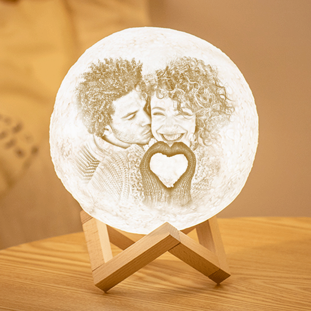 Cadeau pour papa Lampe de Lune Photo & Gravée par Impression 3D Personnalisée  (10cm-20cm)