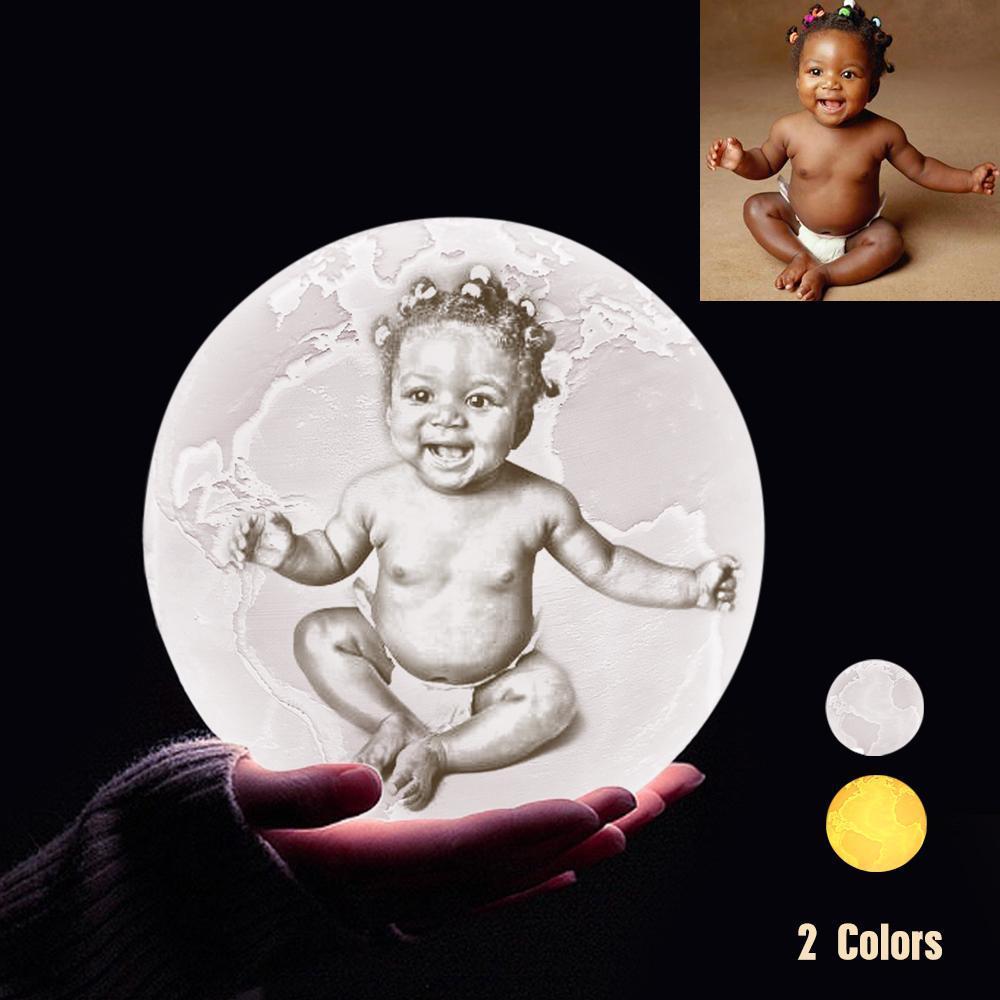 Lampe de Terre Photo & Gravée par Impression 3D Personnalisée - Pour Bébe - Toucher 2 couleurs(10cm-20cm)