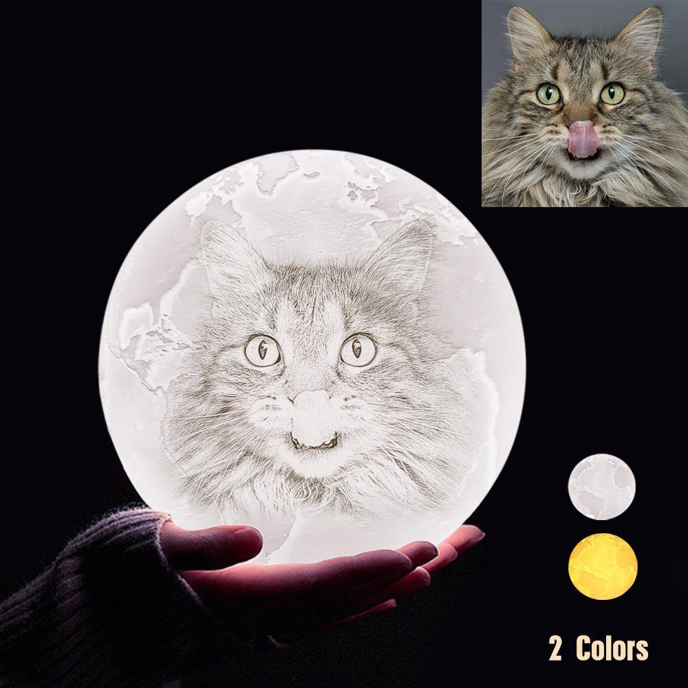 Lampe de Terre Photo & Gravée par Impression 3D Personnalisée - Pour les amoureux des animaux - Toucher 2 couleurs(10cm-20cm)