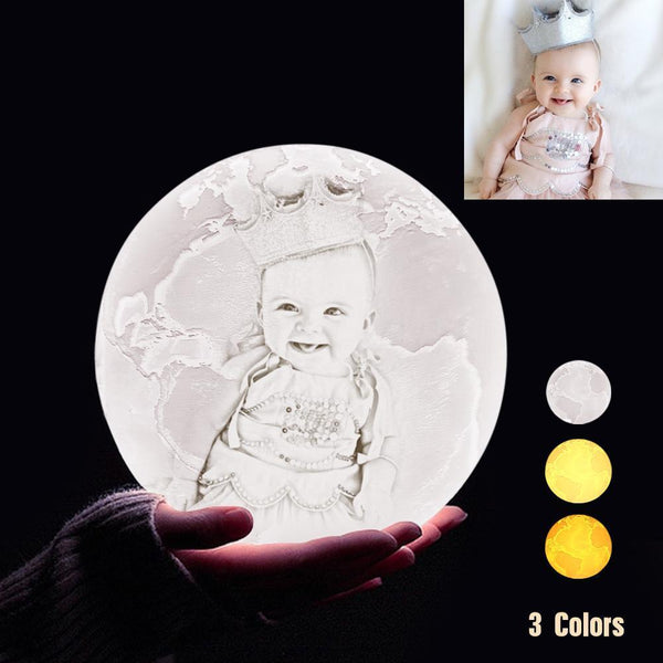 Lampe de Terre Photo & Gravée par Impression 3D Personnalisée - Pour Bébe - Robinet 3 couleurs(10cm-20cm)