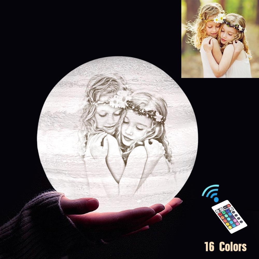 Lampe Jupiter Photo & Gravée Par Impression 3D Personnalisée - Pour Bébe - Télécommande 16 couleurs(10cm-20cm)