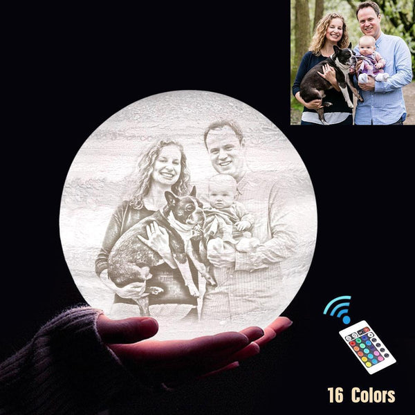 Lampe Jupiter Photo & Gravée Par Impression 3D Personnalisée - Pour Famille - Télécommande 16 couleurs(10cm-20cm)