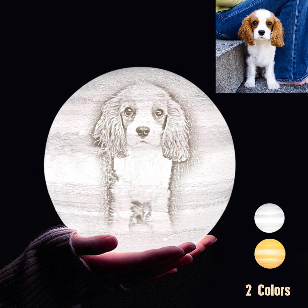 Lampe Jupiter Photo & Gravée Par Impression 3D Personnalisée - Pour les amoureux des animaux - Toucher 2 couleurs(10cm-20cm)