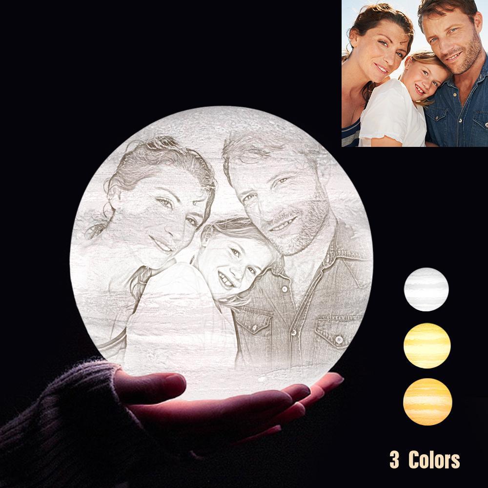 Lampe Jupiter Photo & Gravée Par Impression 3D Personnalisée - Pour Famille - Robinet 3 couleurs(10cm-20cm)