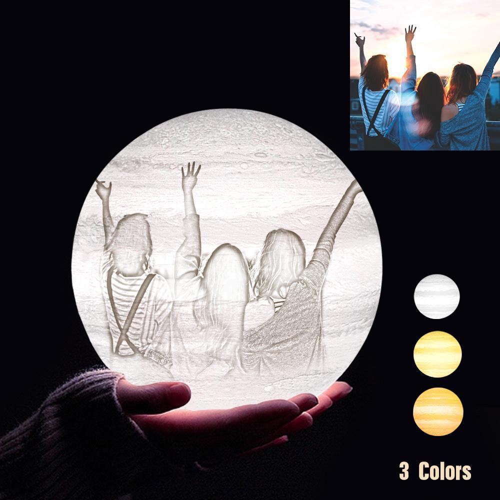 Lampe Jupiter Photo & Gravée Par Impression 3D Personnalisée - Pour Amis - Robinet 3 couleurs(10cm-20cm)