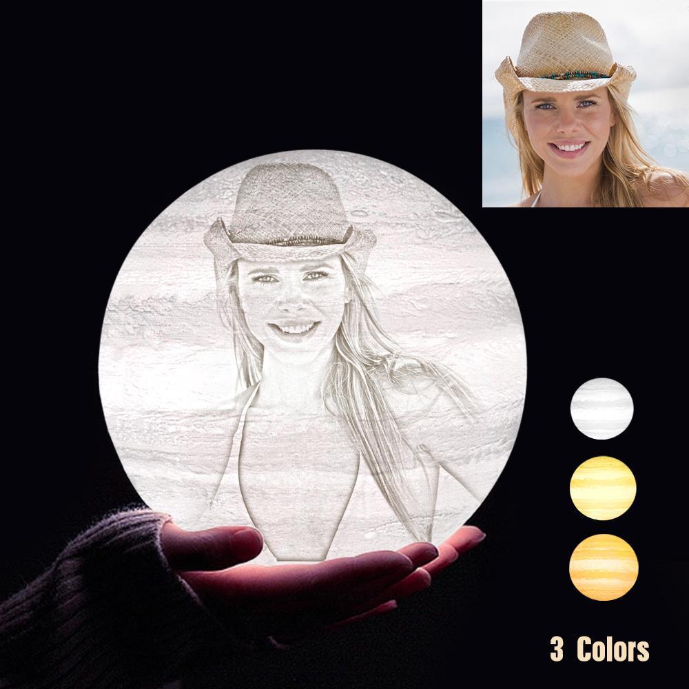 Lampe Jupiter Photo & Gravée Par Impression 3D Personnalisée - Pour Amoureux - Robinet 3 couleurs(10cm-20cm)