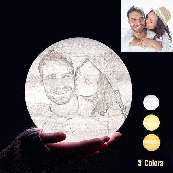 Lampe Jupiter Photo & Gravée Par Impression 3D Personnalisée - Pour Valentin - Robinet 3 couleurs(10cm-20cm)