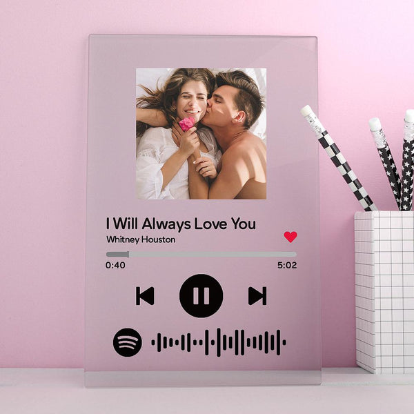 Spotify Glass - Plaque de musique Spotify Code personnalisée (12cm x 16cm)
